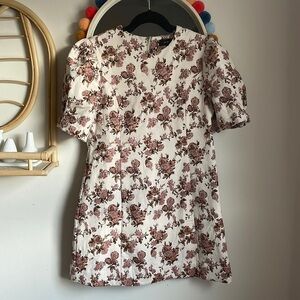 Anthropologie En Saison Floral Puff Sleeve Mini Dress